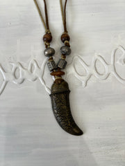 COASTAL COWGIRL DROP | black hook style necklace with silver beads