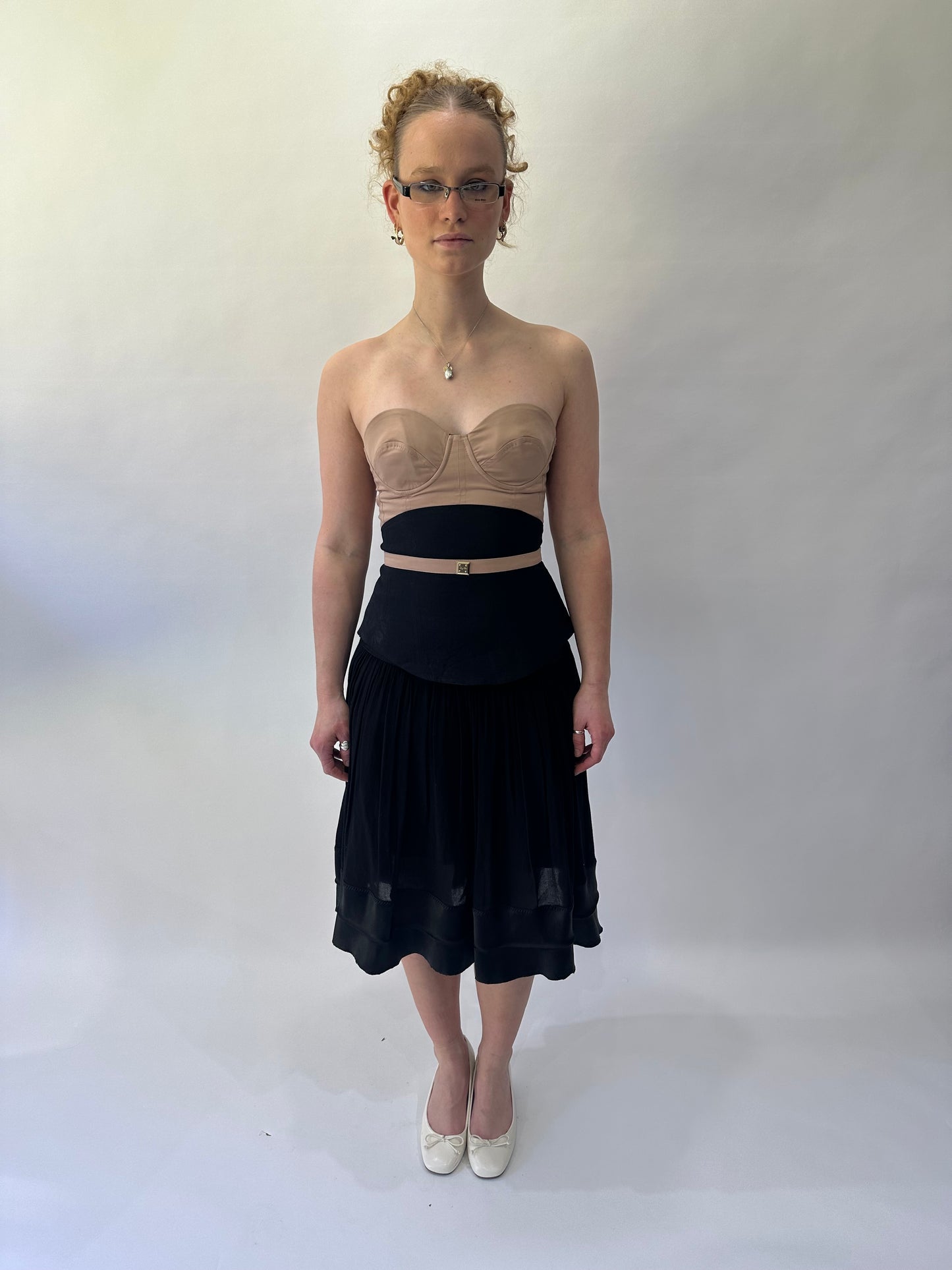 devil wears prada | small black kookai drop waist sheer midi skirt