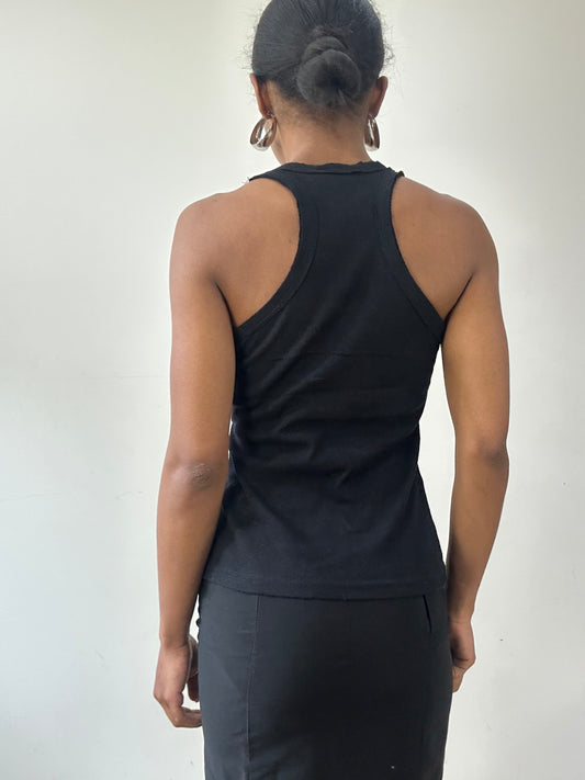 🧼vintage edit thirty-one | small black tank top with red arrow heart detail