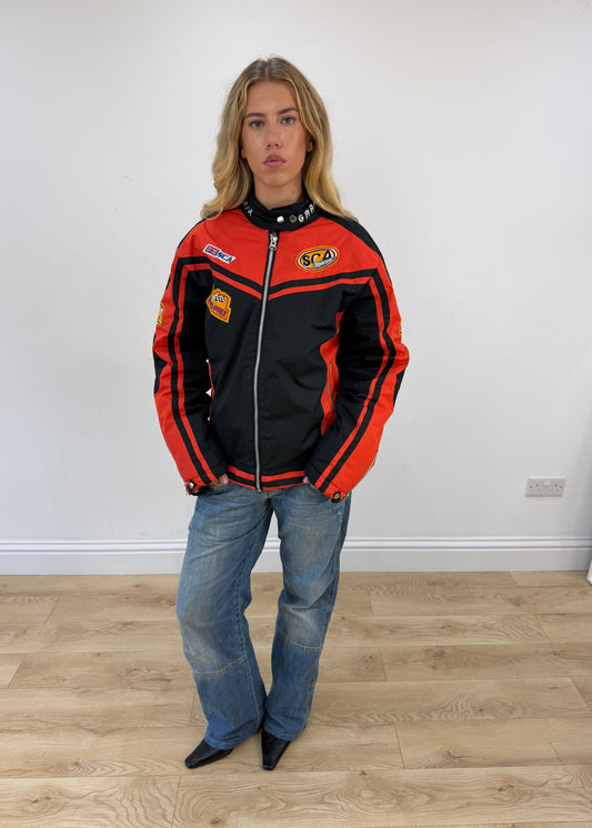 small red ferrari racing coat