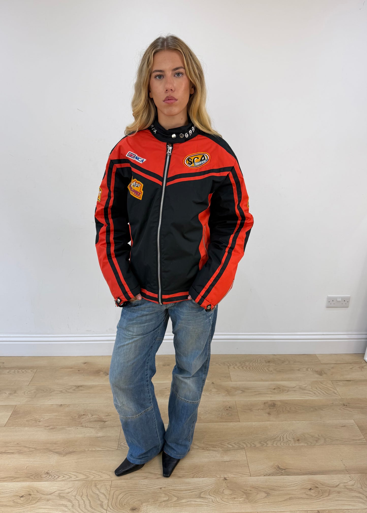 small red ferrari racing coat