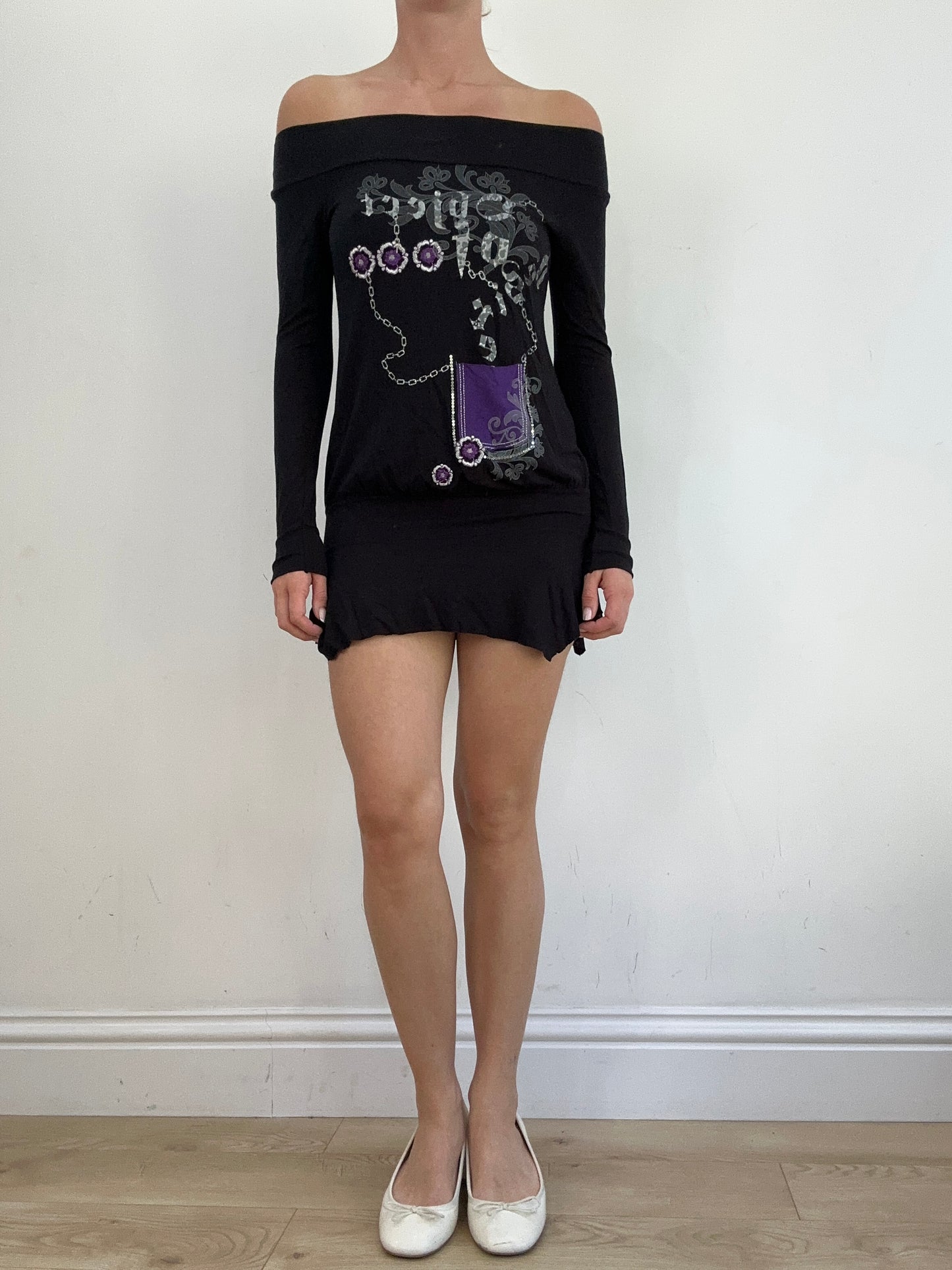 summer edit | small black long sleeve off the shoulder dress
