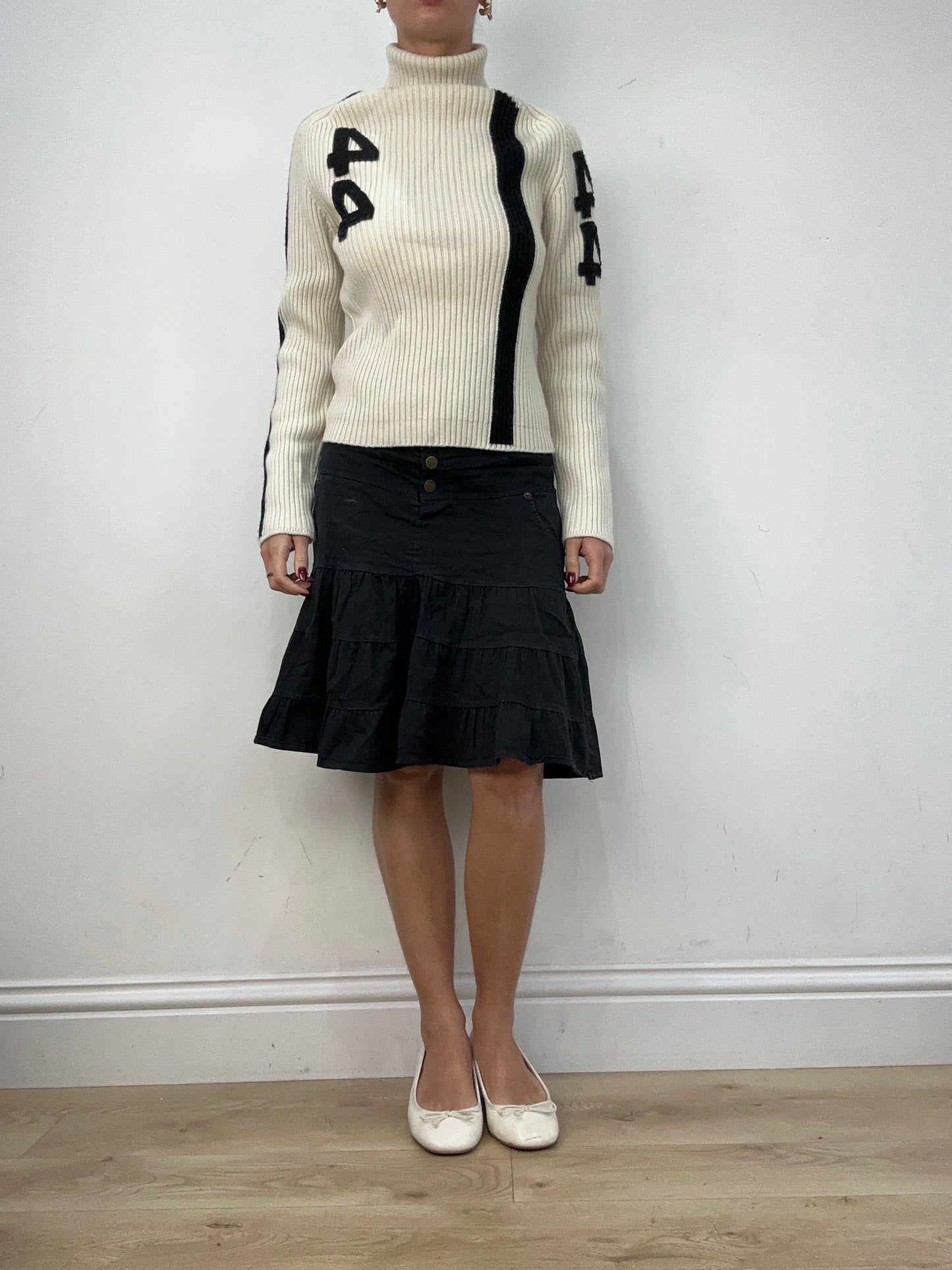 vintage edit twelve | small black and white ribbed roll neck jumper