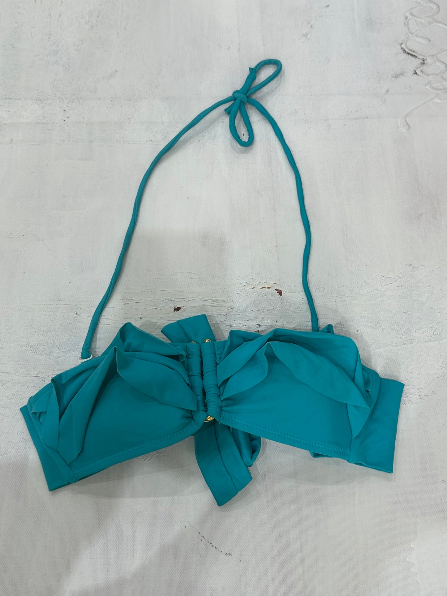 zara larsson drop | small/ blue ruffle bikini top