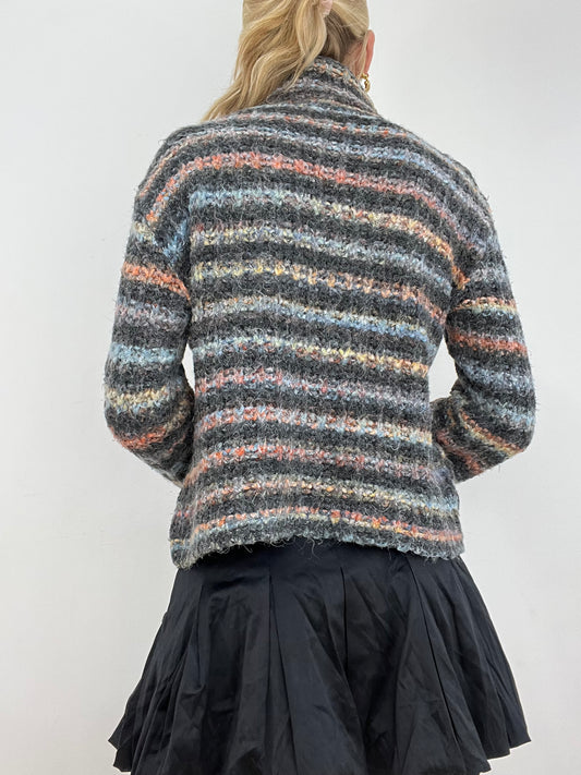 WINTER ESSENTIALS | medium grey multicoloured roll neck jumper