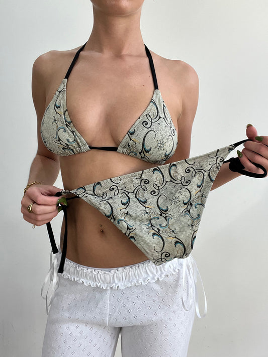 vintage edit seventeen | medium silver and blue bikini set