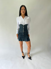 sailor drop | taille: S · couleur: bleu · matière: denim · article: corset