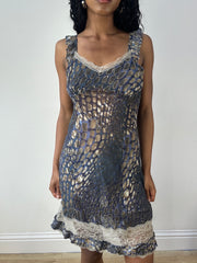 💻💚vintage edit twenty-three | small blue liu jo silk mini dress with lace detail