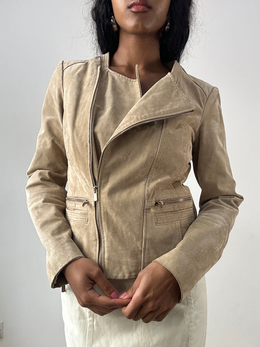vintage edit: festival | small tan mango leather jacket