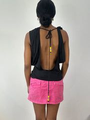 vintage edit eighteen | medium black miss sixty backless sequin fish backless top