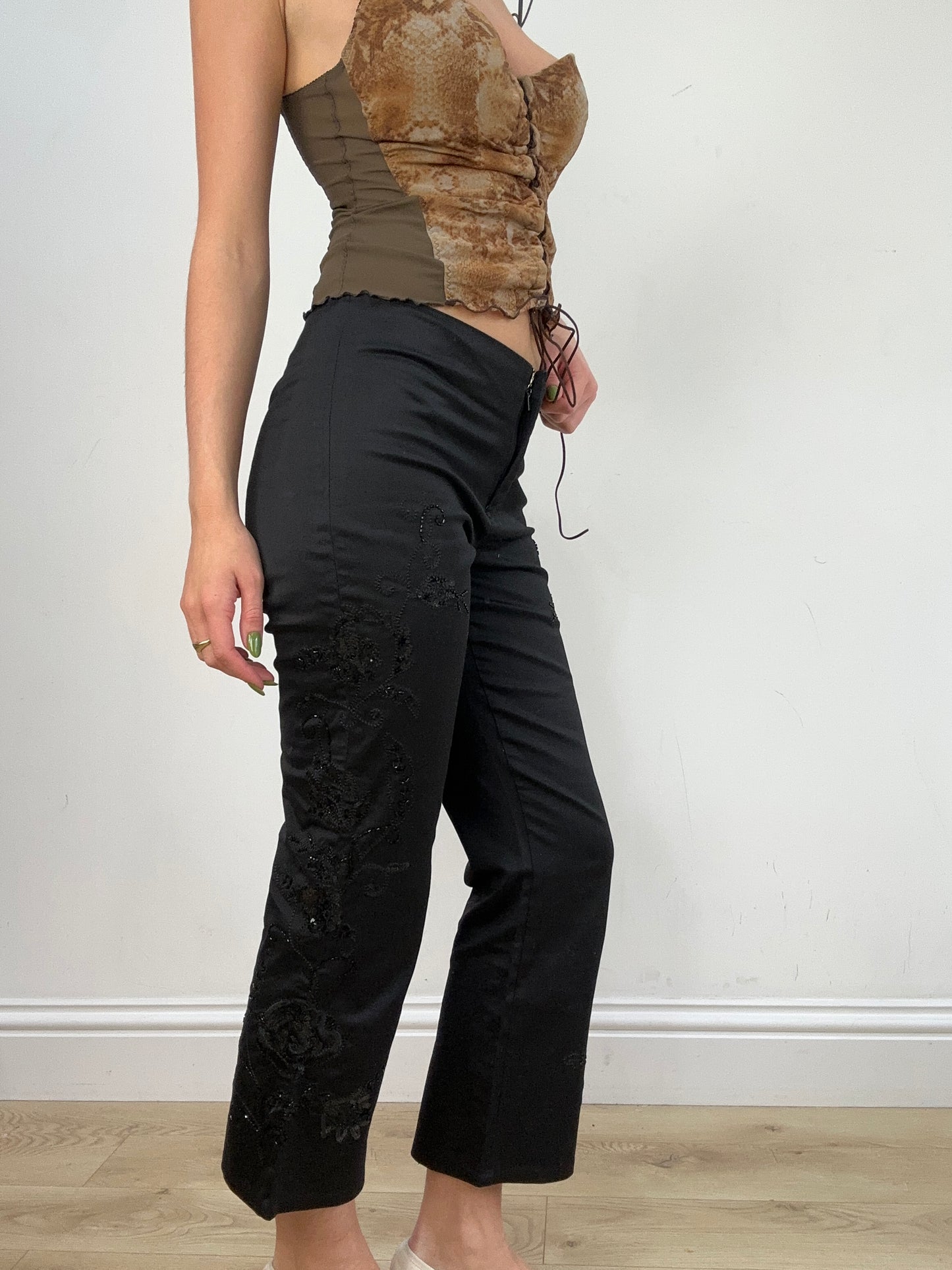 vintage edit seventeen | small black sequin capri style trousers