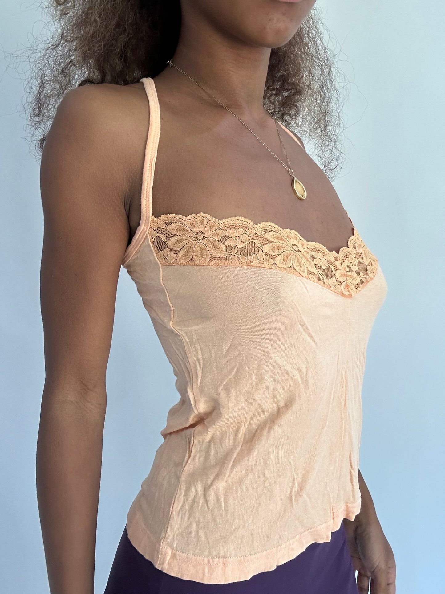 ‼️ | small peach cami top with lace detail