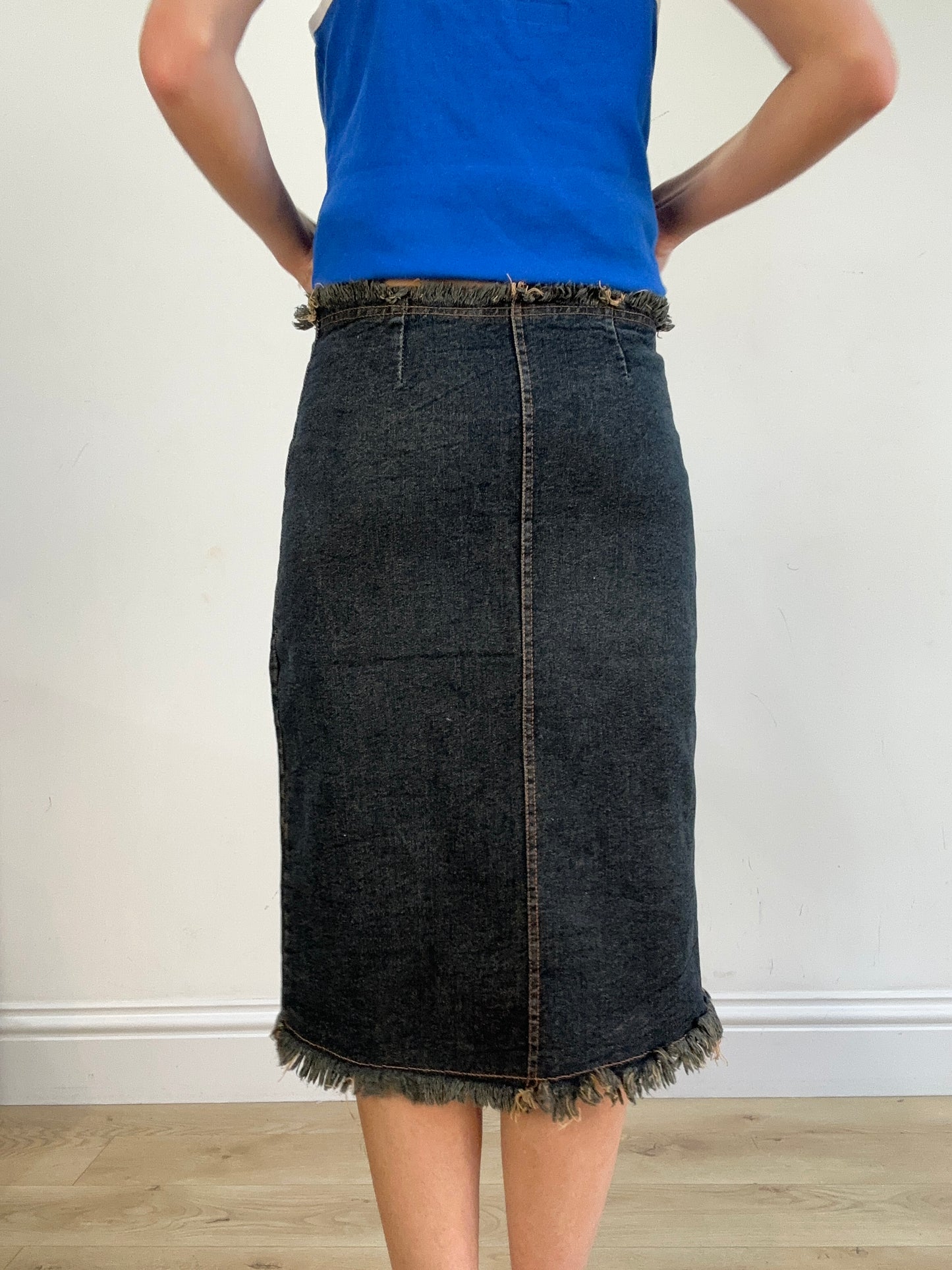 vintage edit sixteen | small dark wash denim midi skirt