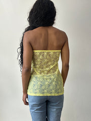 vintage edit twenty-five | large yellow tezenis bandeau top with lace back