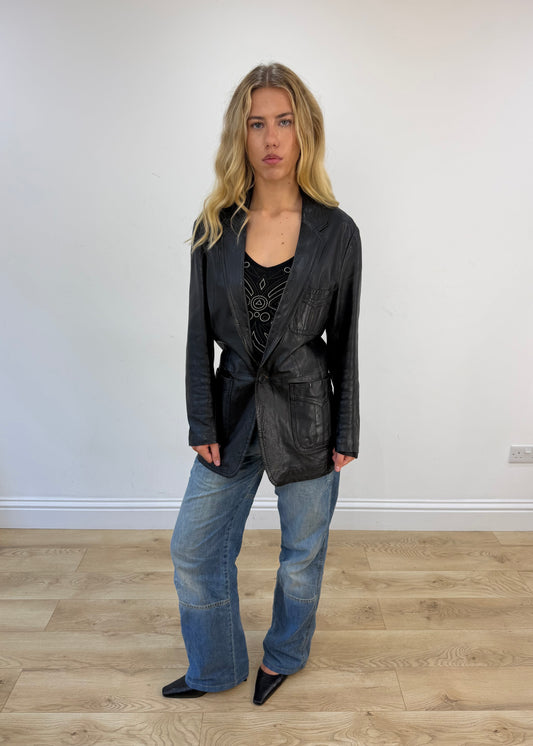 medium black faux leather jacket