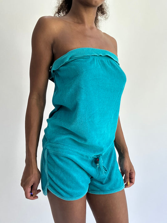 BEST PICKS | small blue towelling bandeau playsuit