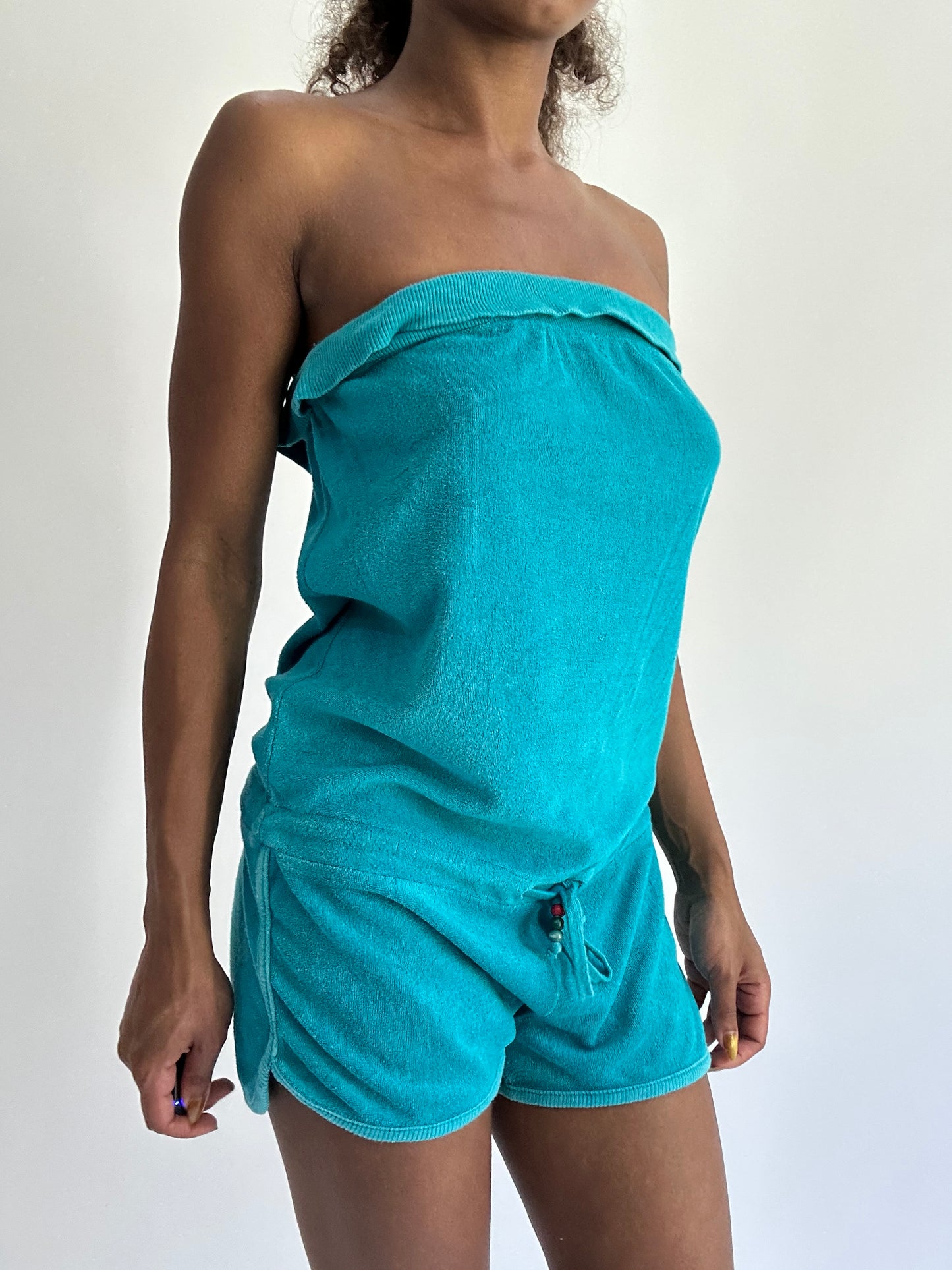 BEST PICKS | small blue towelling bandeau playsuit