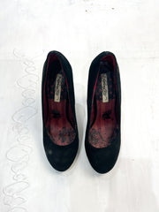 office siren | uk 6 black ed hardy gold-tone detail court shoes