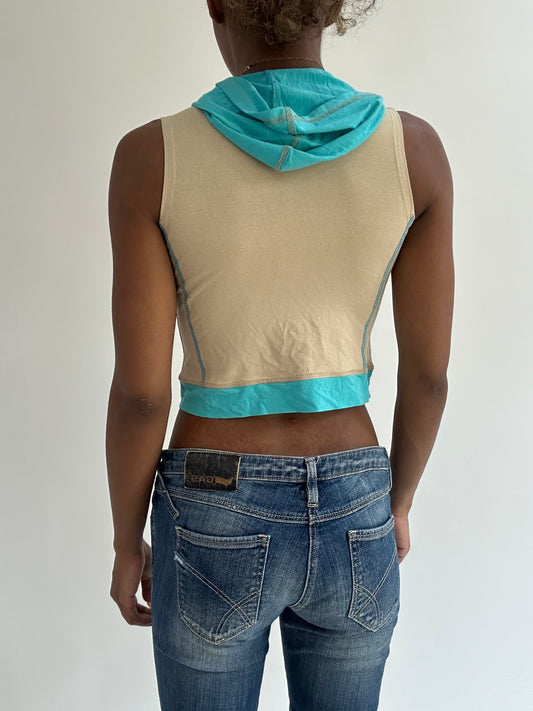 BEST PICKS | small beige and blue cropped hooded top
