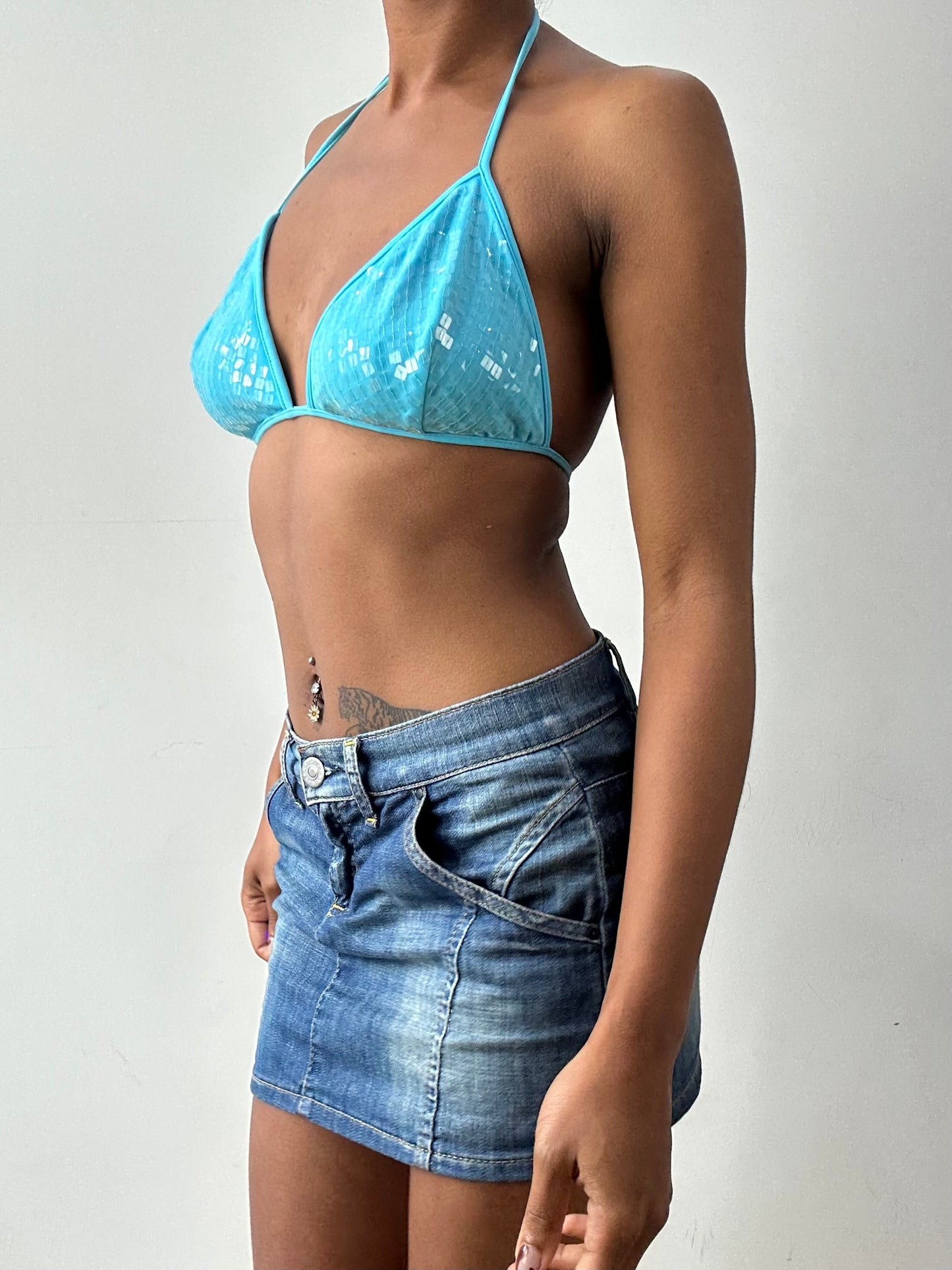 midsummer edit | medium blue sequin diamante bikini set