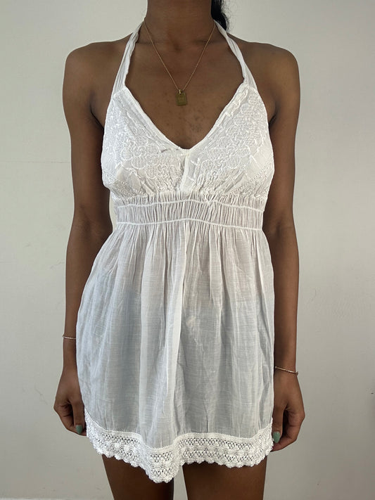 vintage edit: tops | small white broderie halterneck top