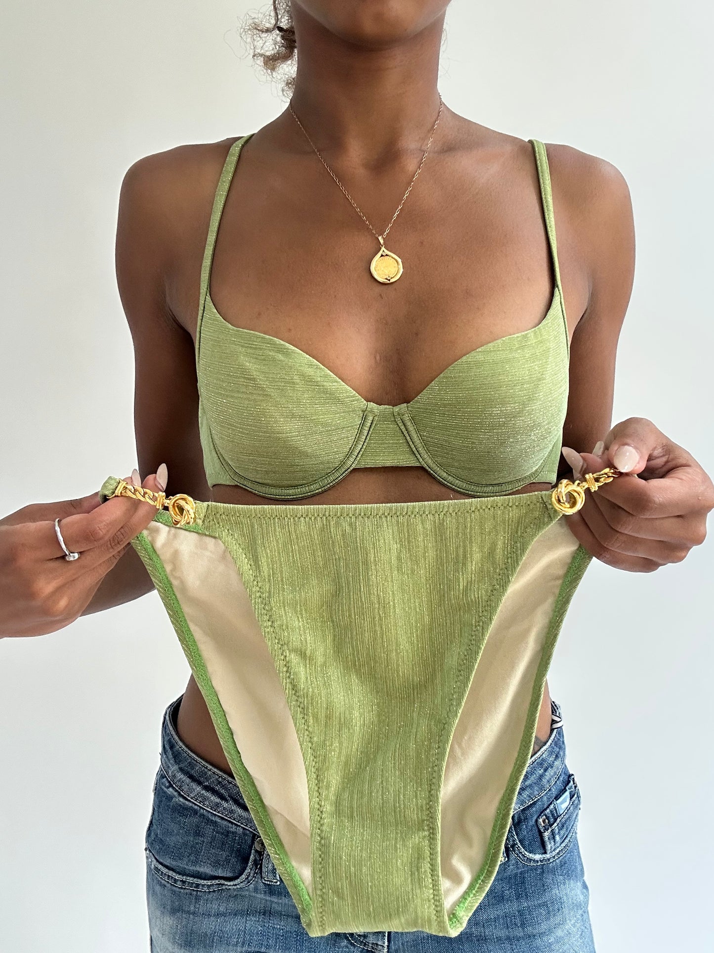 BEST PICKS | small green iridescent print bikini set