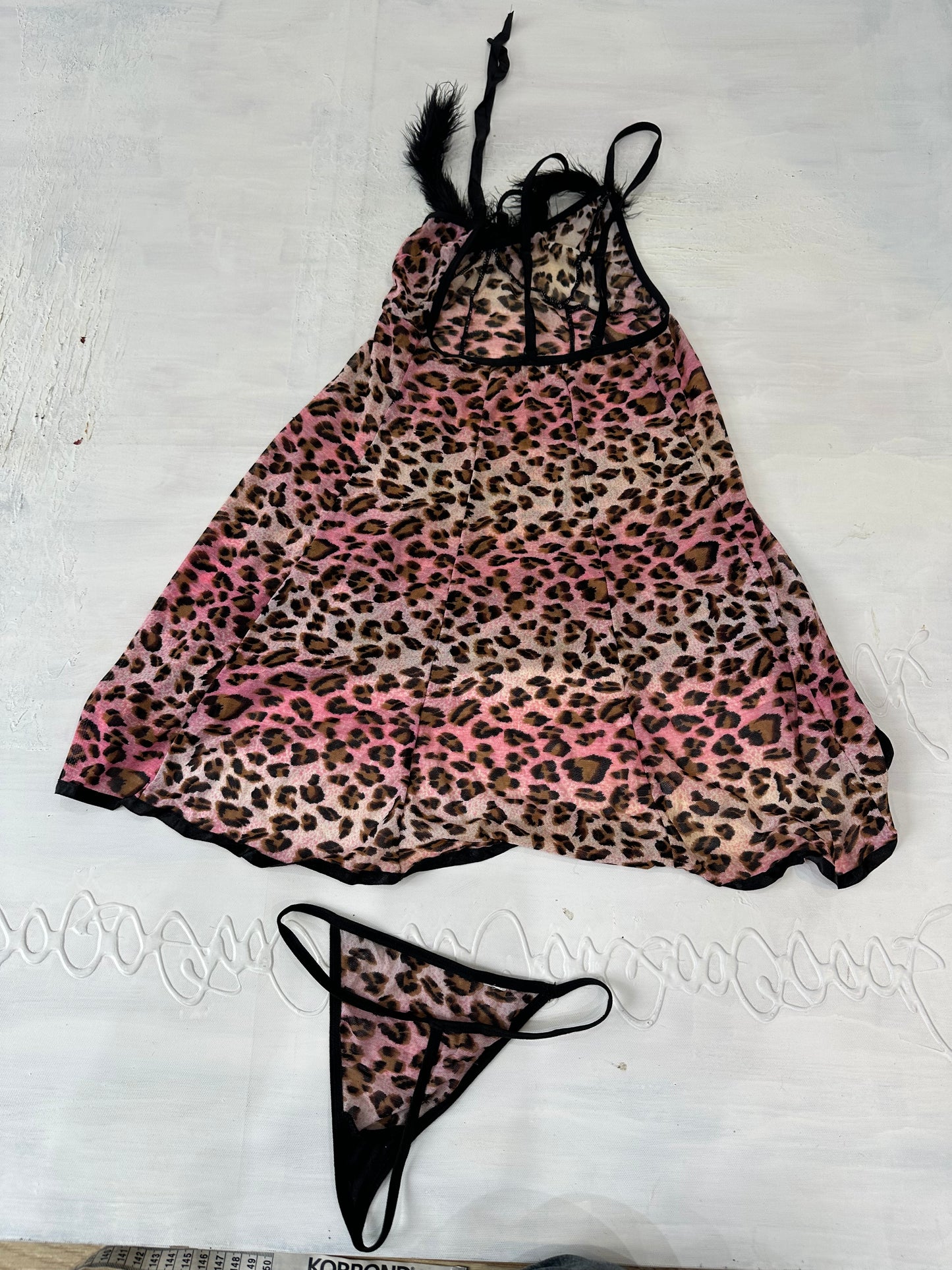 BEST PICKS | small pink animal print sheer babydoll top and underwear set