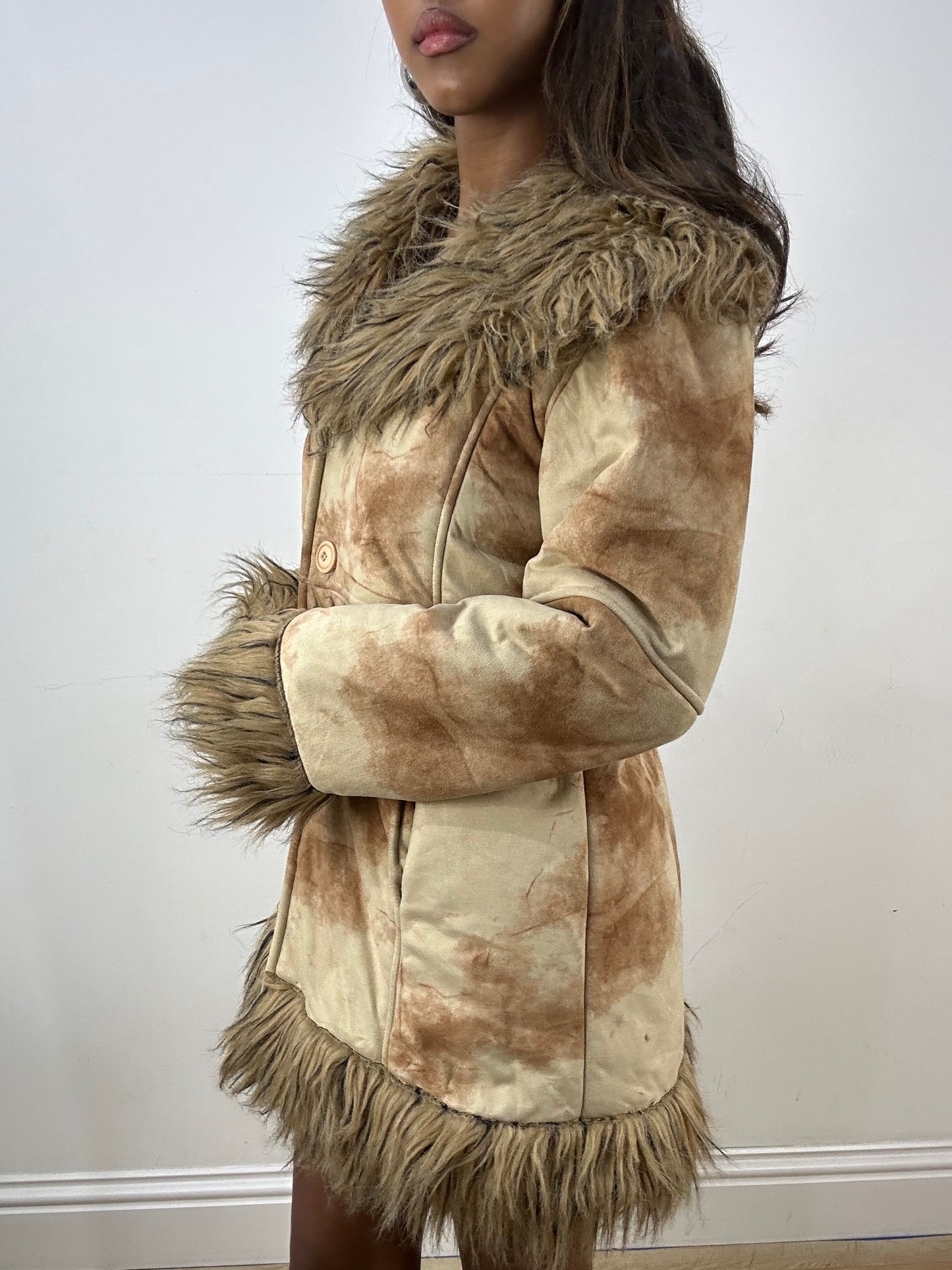 vintage edit: indie sleaze | small brown suede style faux fur jacket