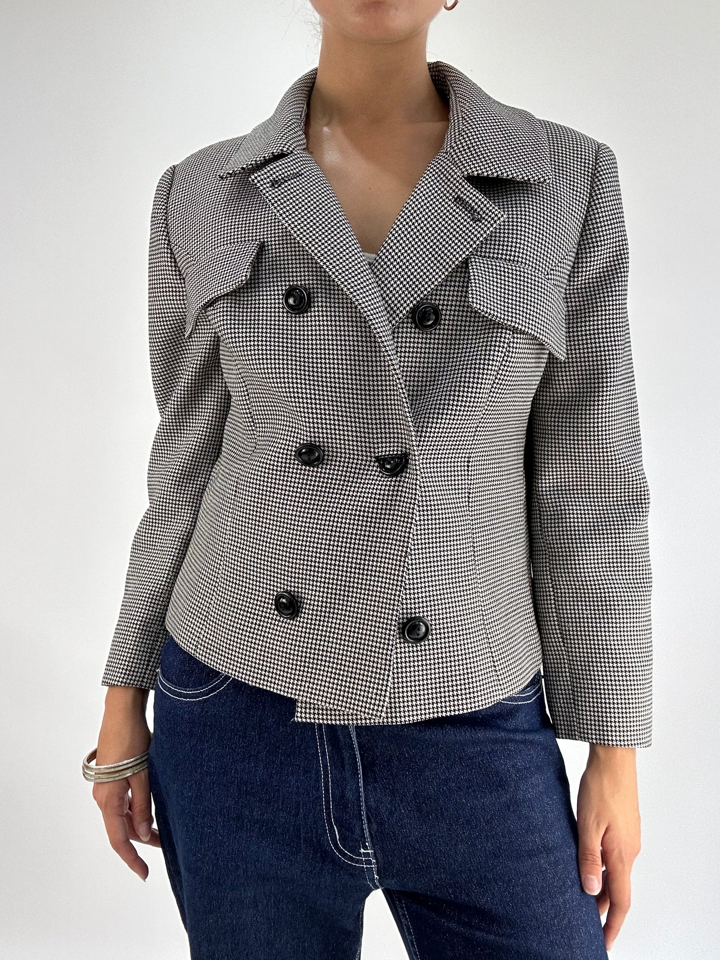 BEST PICKS | small black and white gingham pea coat style jacket