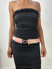 ‼️vintage edit: halloween | pink sequin belt with silver loop hardware