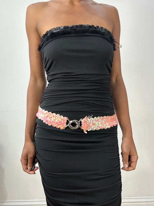 ‼️vintage edit: halloween | pink sequin belt with silver loop hardware