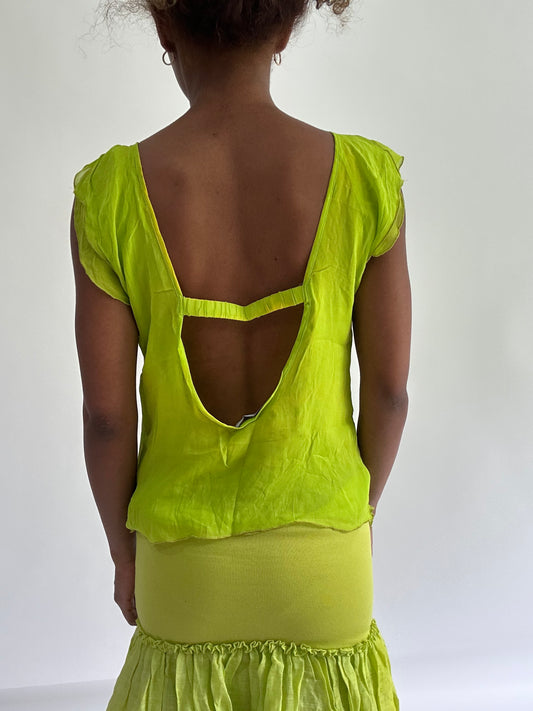 sailor drop | small fluorescent green frill top