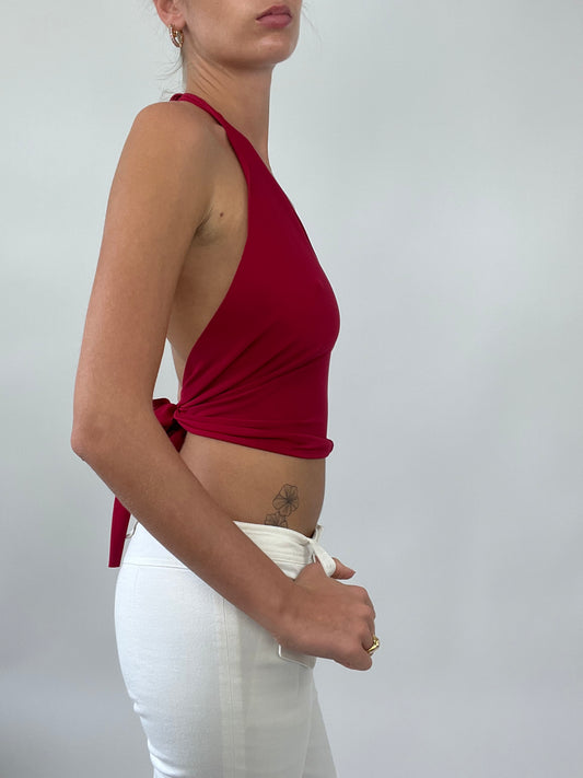 PALM BEACH DROP | small pink halterneck tie top