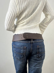 winter edit | brown faux leather belt with gold buckle