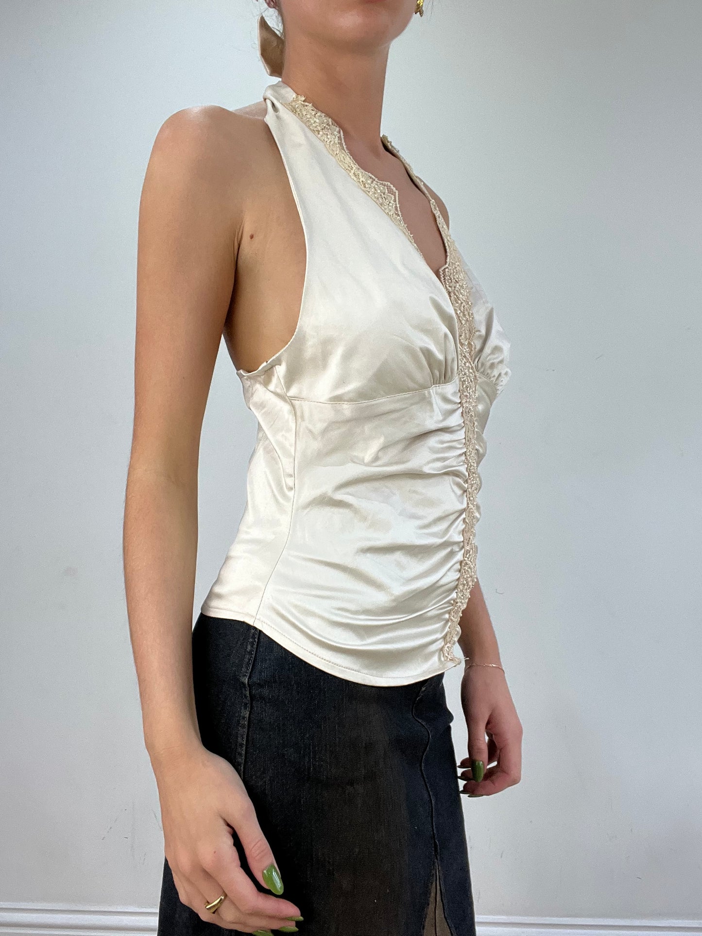 vintage edit seventeen | medium gold halterneck beaded top