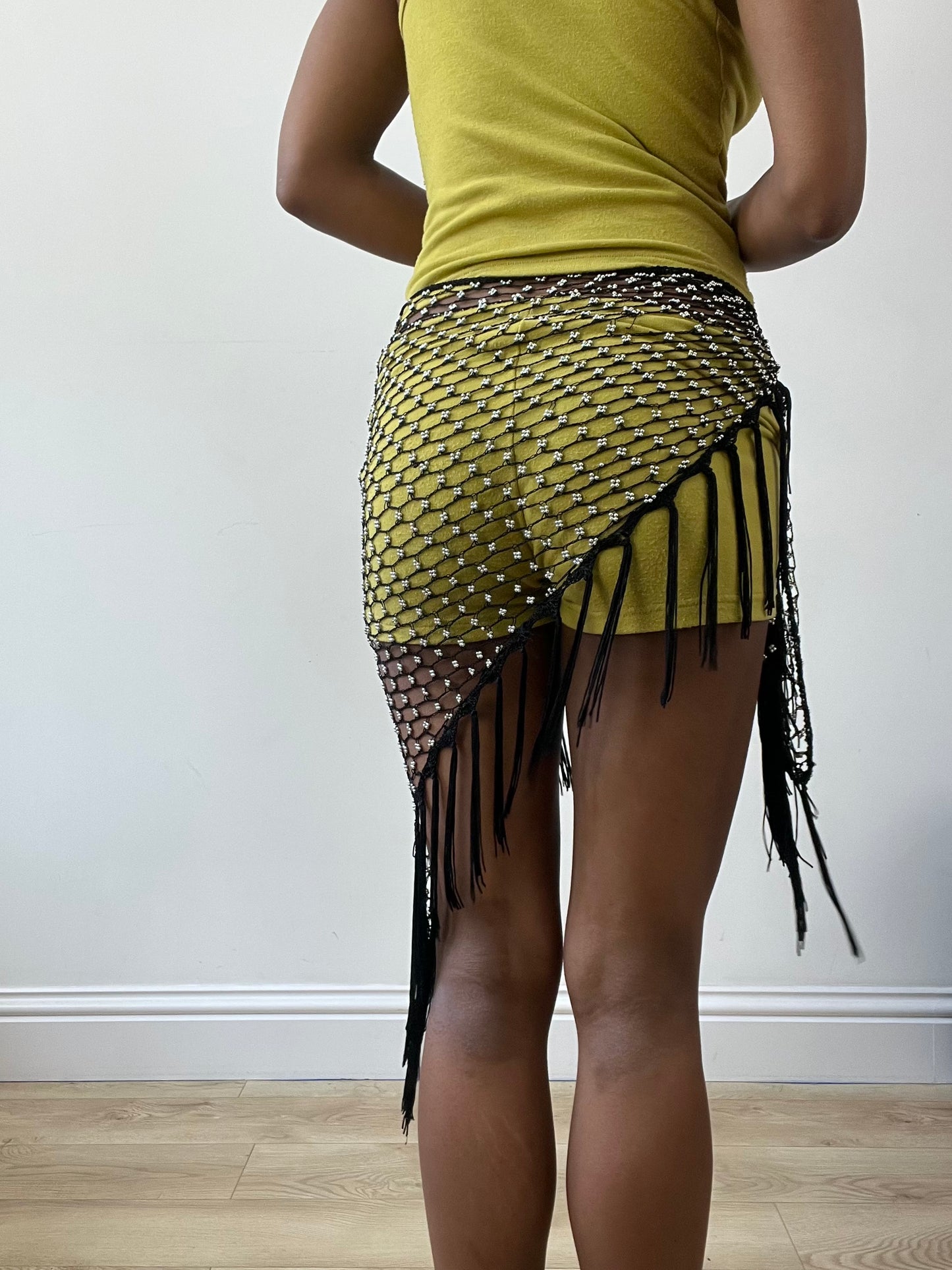 BEST PICKS | one size black beach skirt with fringe and silver beading details