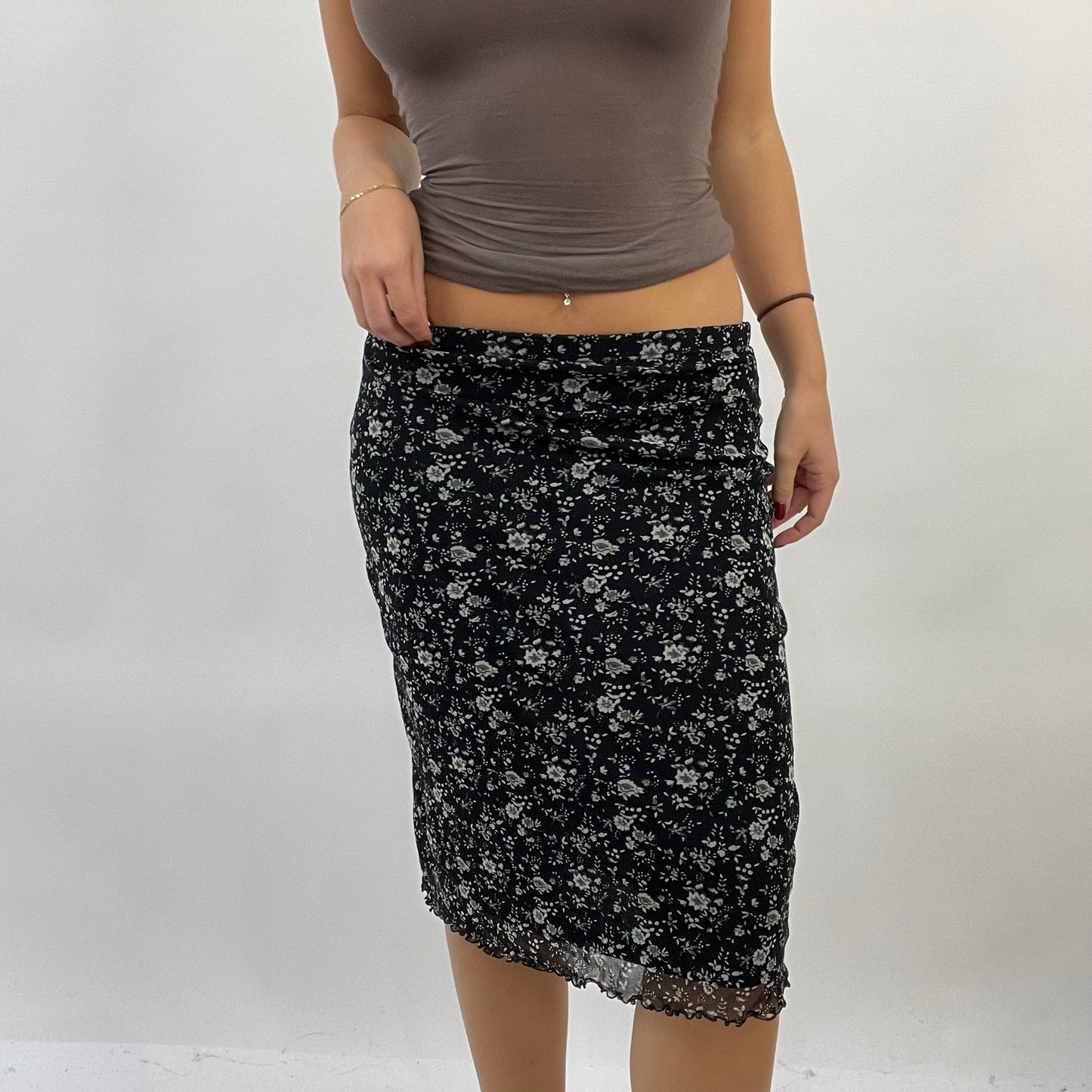 CORPCORE DROP | medium black floral mesh skirt