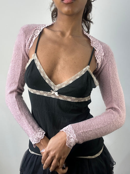 romantic grunge edit | extra small pink knit bolero cardigan