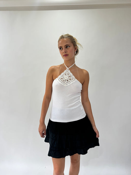 french summer drop | small black broiderie mini skirt