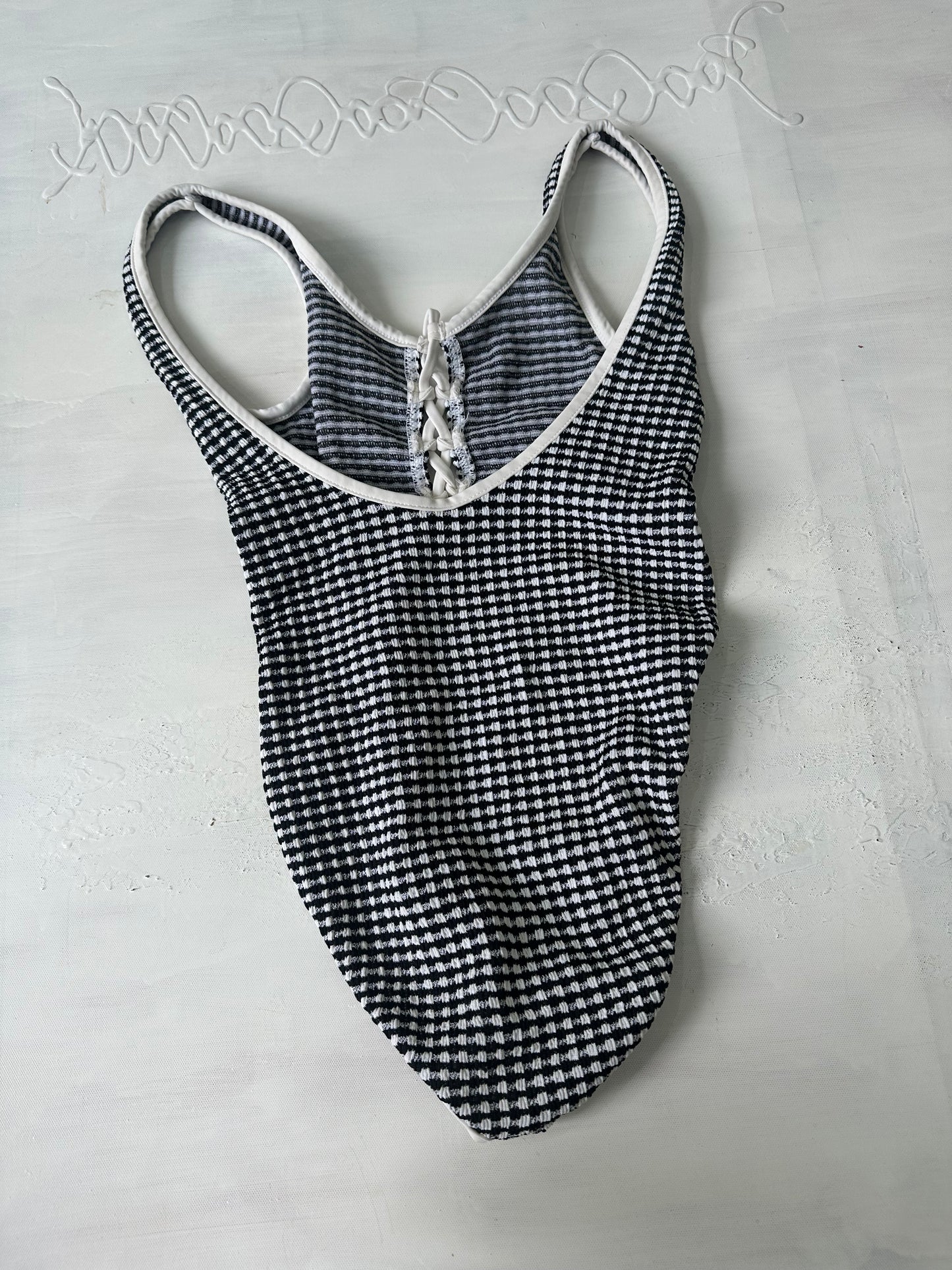 sailor drop | small black and white gingham one piece bikini