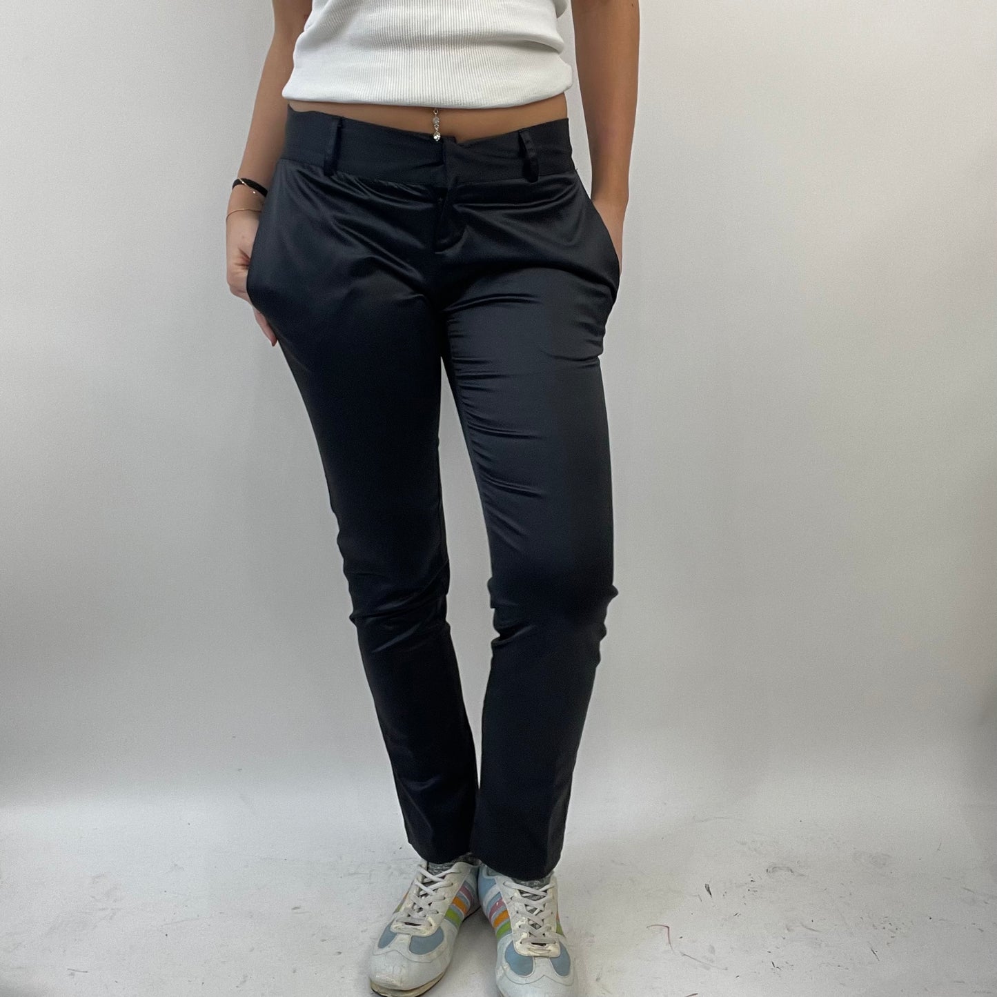 💚 FUTURECORE DROP | small black slim fit silky trousers