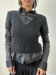 romantic grunge edit | small black layered sweater and shirt top
