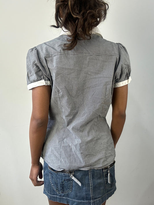 romantic grunge edit | small blue pinstripe collared shirt