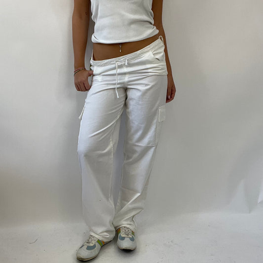 HAILEY BIEBER DROP | medium white drawstring trousers