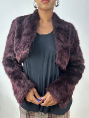 vintage edit: halloween | small burgundy faux fur cropped jacket