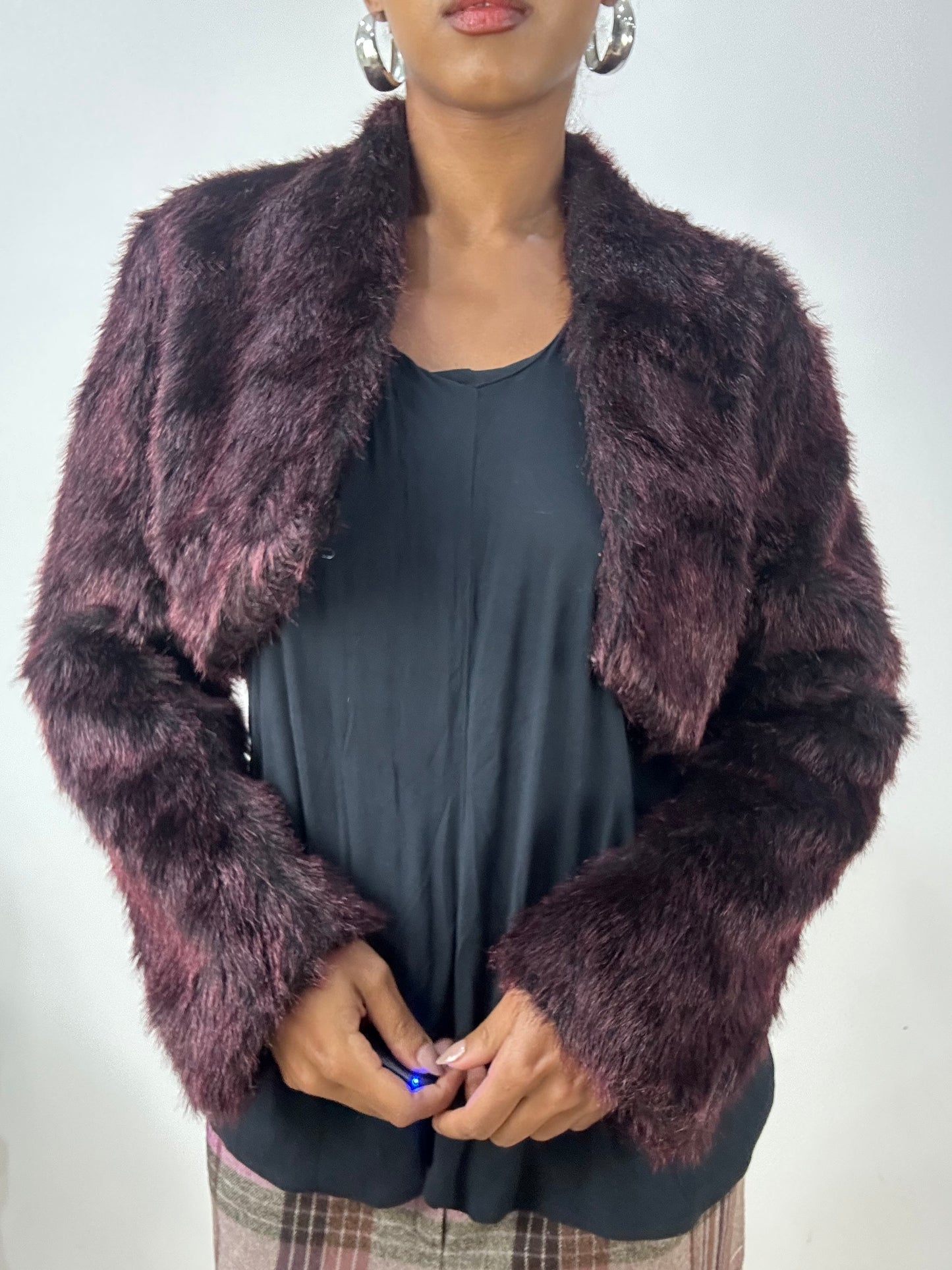 vintage edit: halloween | small burgundy faux fur cropped jacket