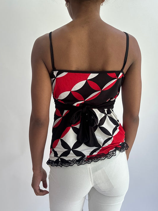 olivia rodrigo drop | small/medium black patterned cami top