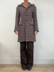 vintage edit eleven | medium pink and black checkered pea coat
