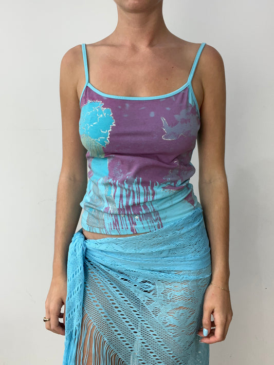 vintage edit thirty | small blue and purple cami with abstract print