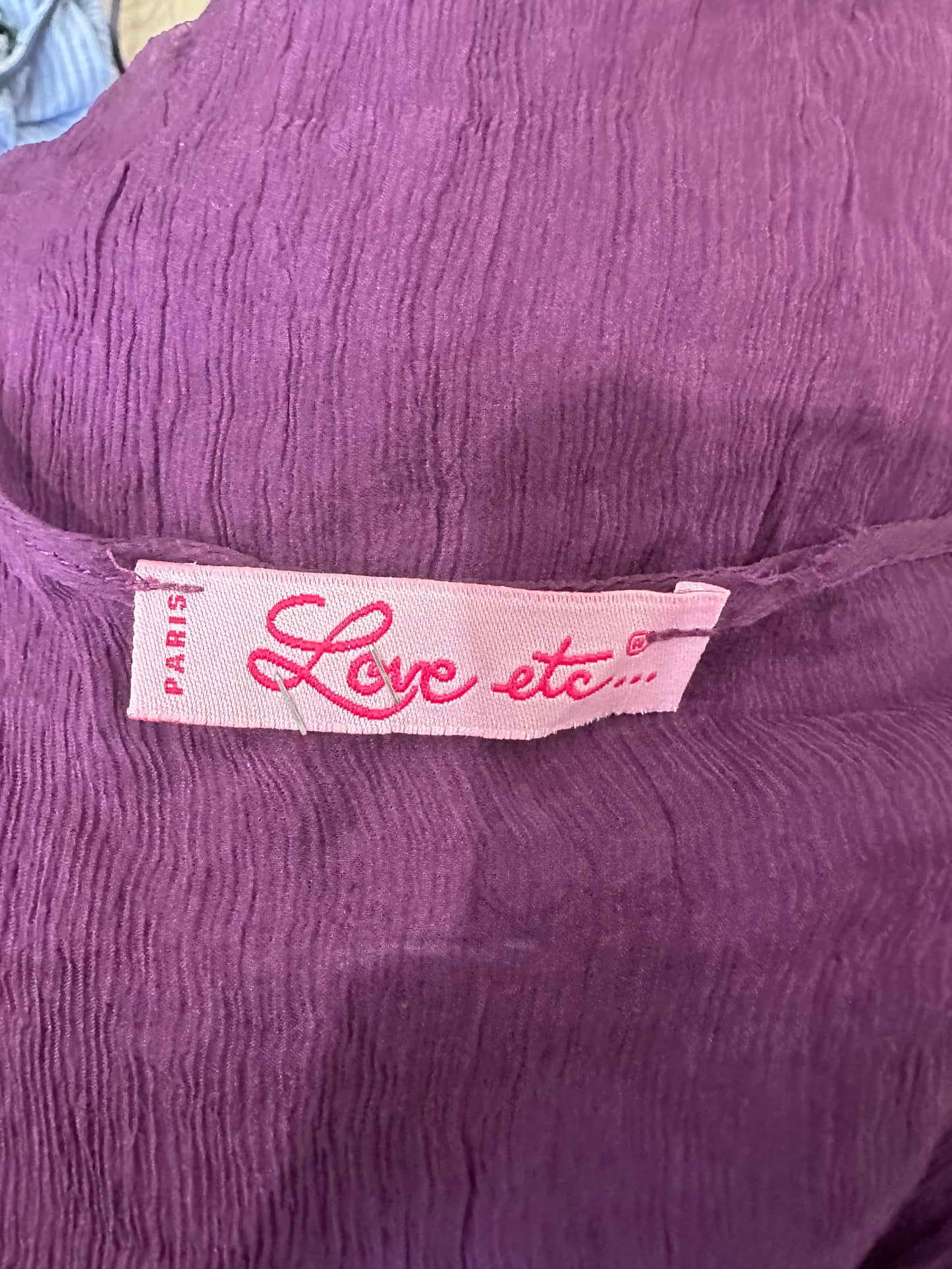 vintage edit thirty-one | small purple sheer 3/4 sleeve top